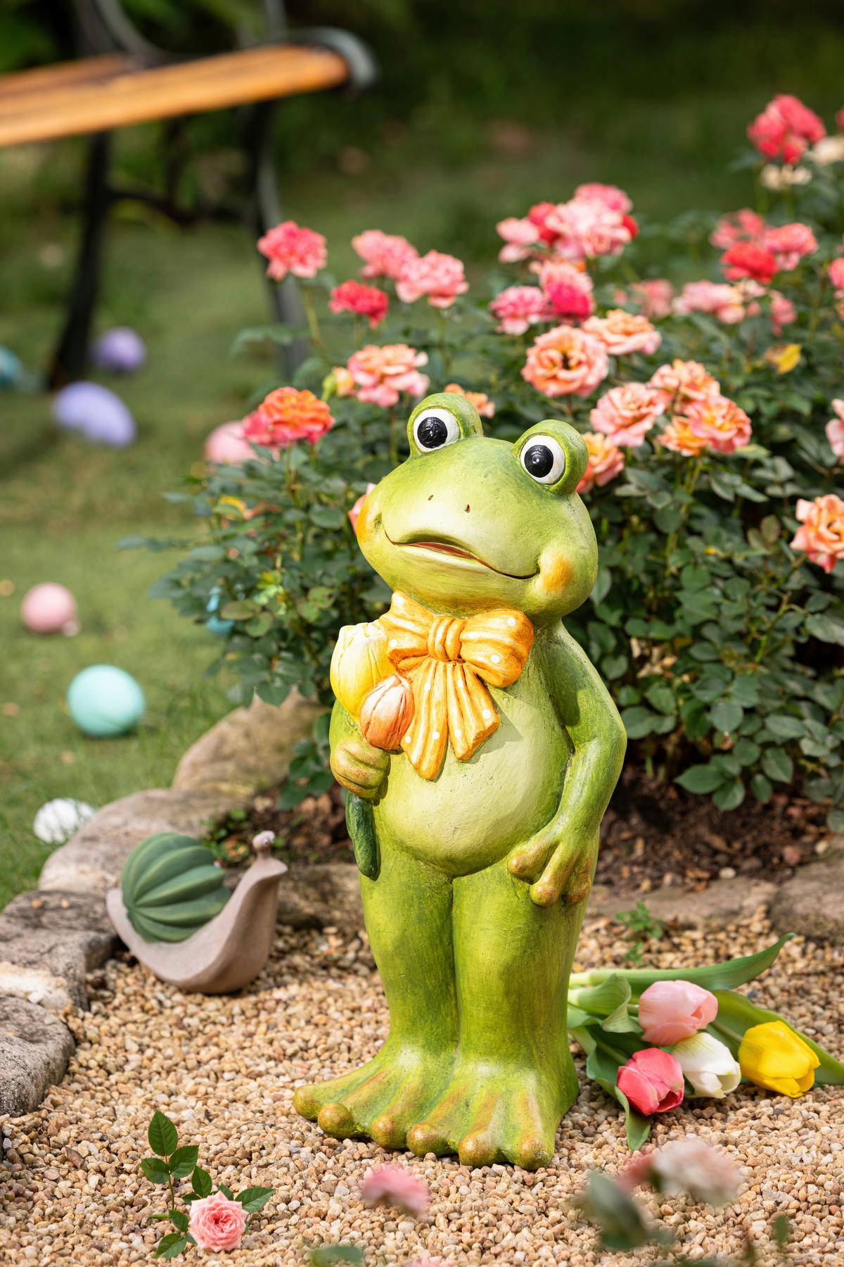 Dekofrosch Nadja - Gelb/Orange, KONVENTIONELL, Stein (19,5/17,5/45,5cm) - Luca Bessoni