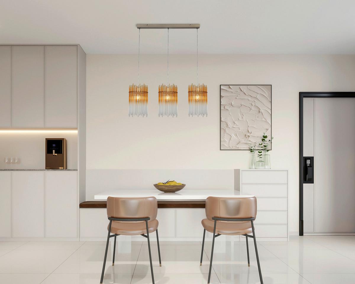 ZÁVĚSNÉ SVÍTIDLO STAB - jantarové barvy/průhledné, Moderní, kov/plast (81/20/150cm)