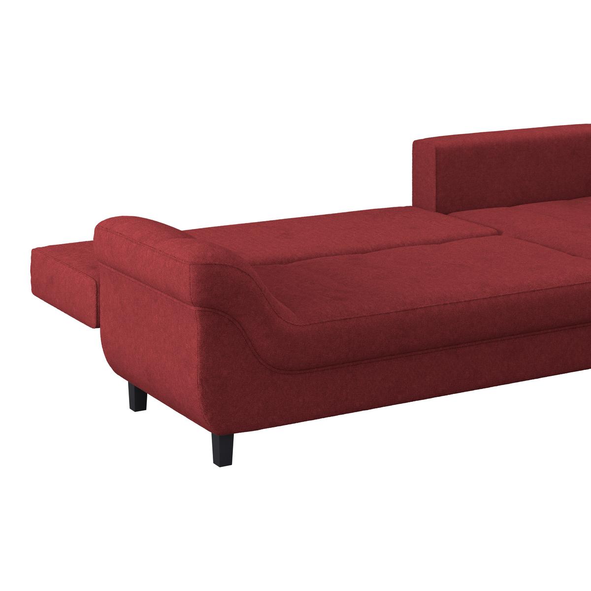 Ecksofa Mendoza - Rot/Schwarz, Design, Textil (309/197cm) - Ondega