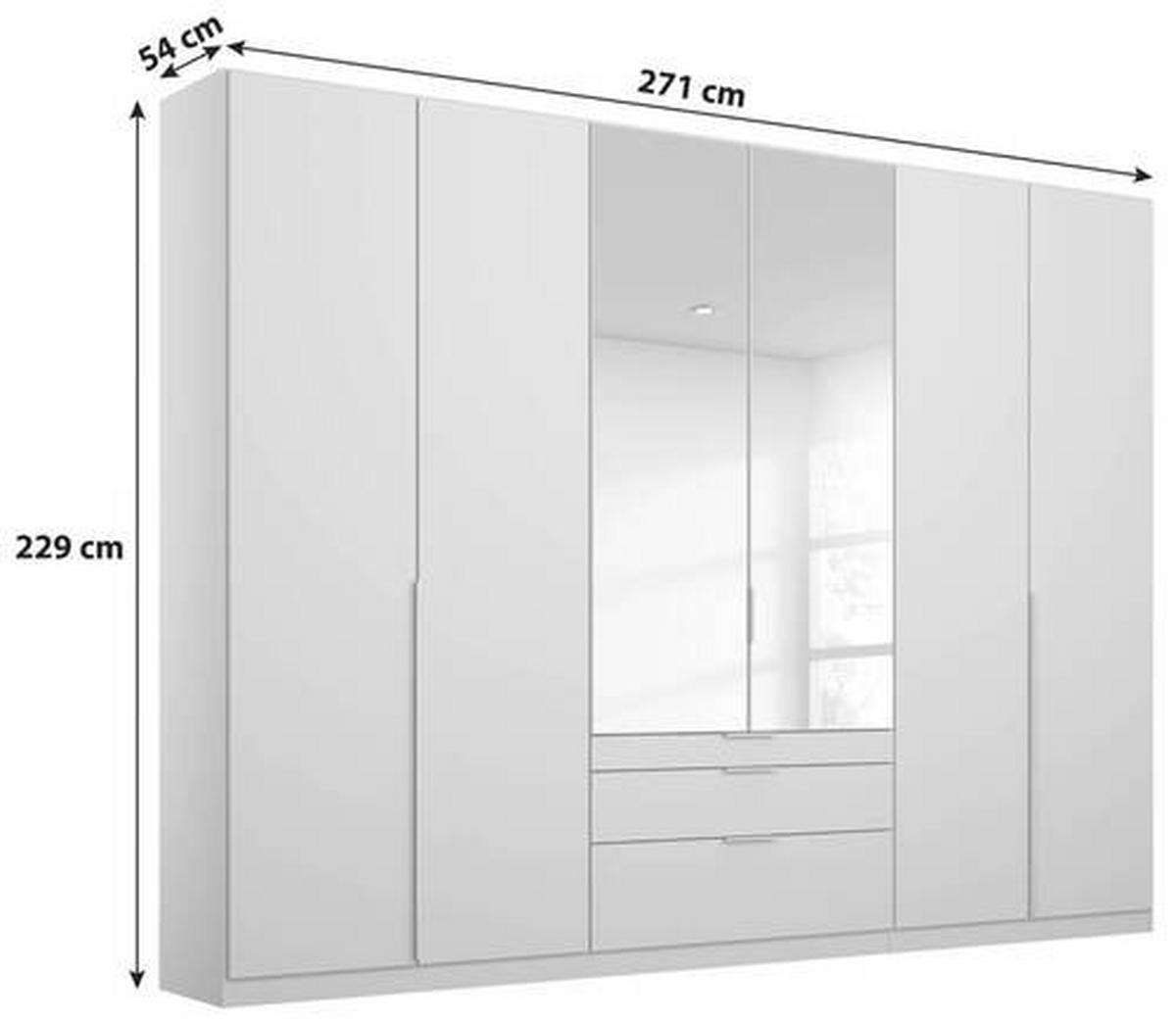 Drehtürenschrank 271cm Alabama, Weiß - Silberfarben/Weiß, MODERN, Holzwerkstoff (271/229/54cm) - Rauch Möbel
