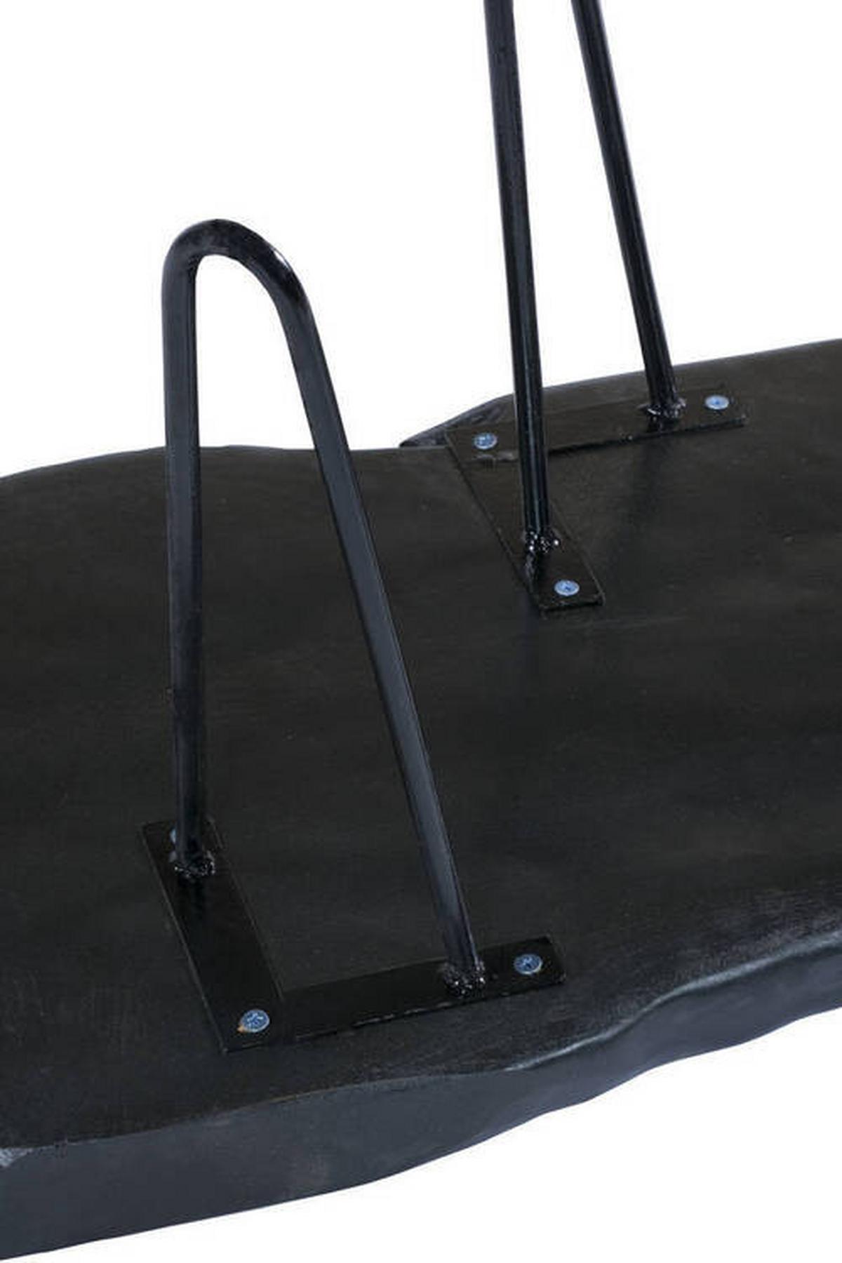 Beistelltisch mit Teakholz Platte Woodstock, Schwarz - Schwarz, MODERN, Holz/Metall (100/40/25-40cm) - Kayoom