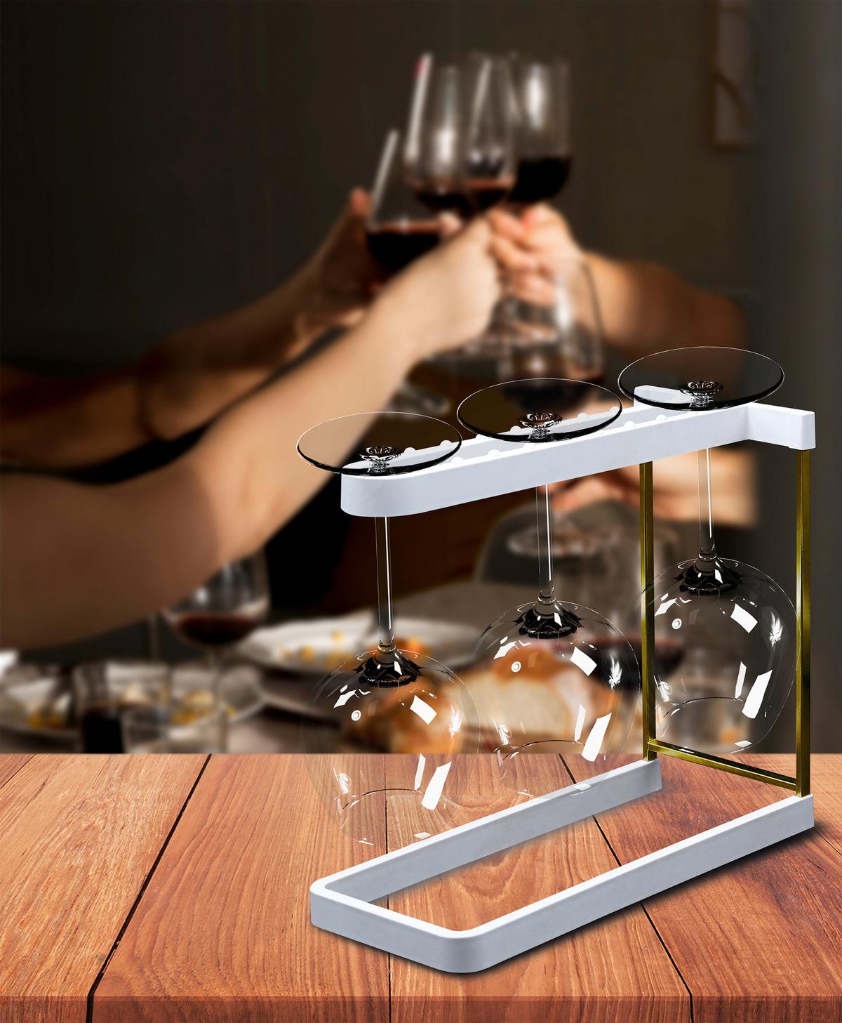 Weinglashalter Eb-Hs-045 - Weiß, Basics, Naturmaterialien/Metall (28/24/13cm) - HAPPY SINKS