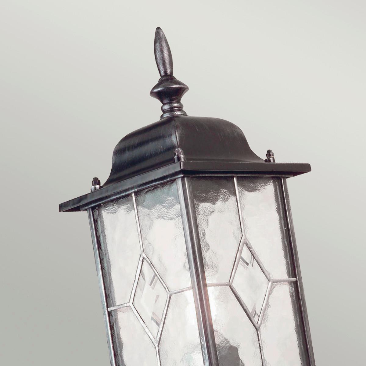 Außenwandleuchte 100 Watt Metall Glas, Wandmontage - Silberfarben/Schwarz, KONVENTIONELL, Glas/Metall (15.9/53.5/28.5cm) - Elstead Lighting