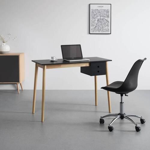 Písací stôl MELANIE čierna - čierna/prírodná farba, Modern, drevo (106/48/77cm) - P & B