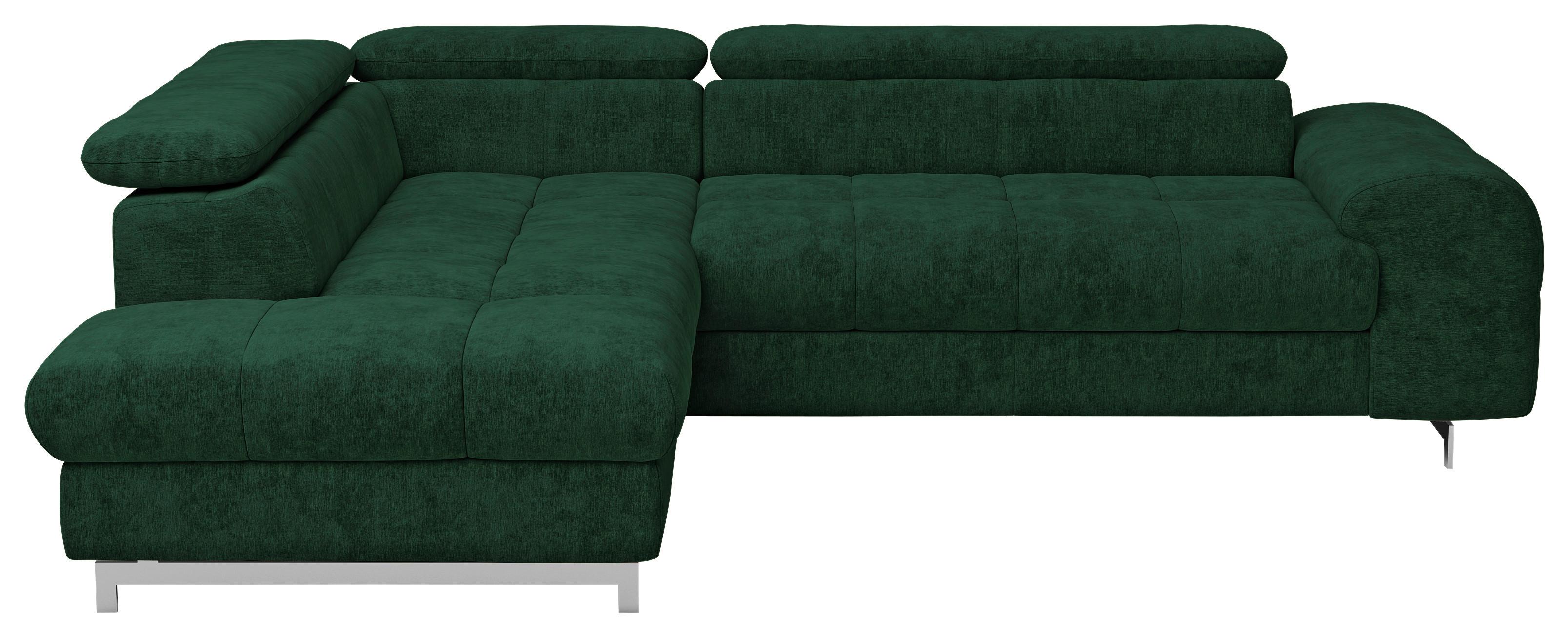 Ecksofa Mit Schlaffunktion Cloud + Dunkelgrün - Chromfarben/Dunkelgrün, KONVENTIONELL, Textil (206/257cm) - Livetastic