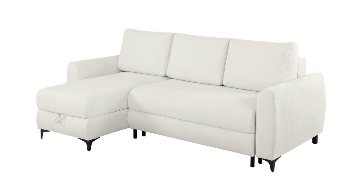 Ecksofa Moli, Weiß S: 236x148 cm - Schwarz/Weiß, Design, Textil (236/148cm) - MID.YOU