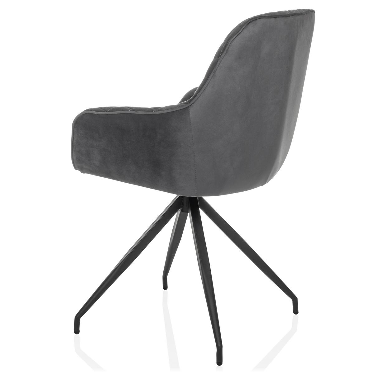 Armlehnstuhl Elverum Grau B: 58 Cm - Schwarz/Grau, MODERN, Textil/Metall (58/87/57cm) - MID.YOU