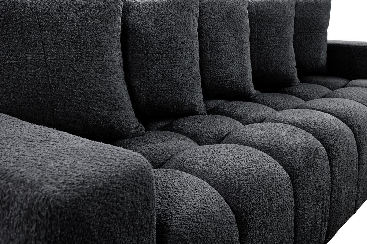 Schlafsofa Cloud Dunkelgrau B: 250 cm - Dunkelgrau/Schwarz, Basics, Textil (250/86/140cm) - Livetastic