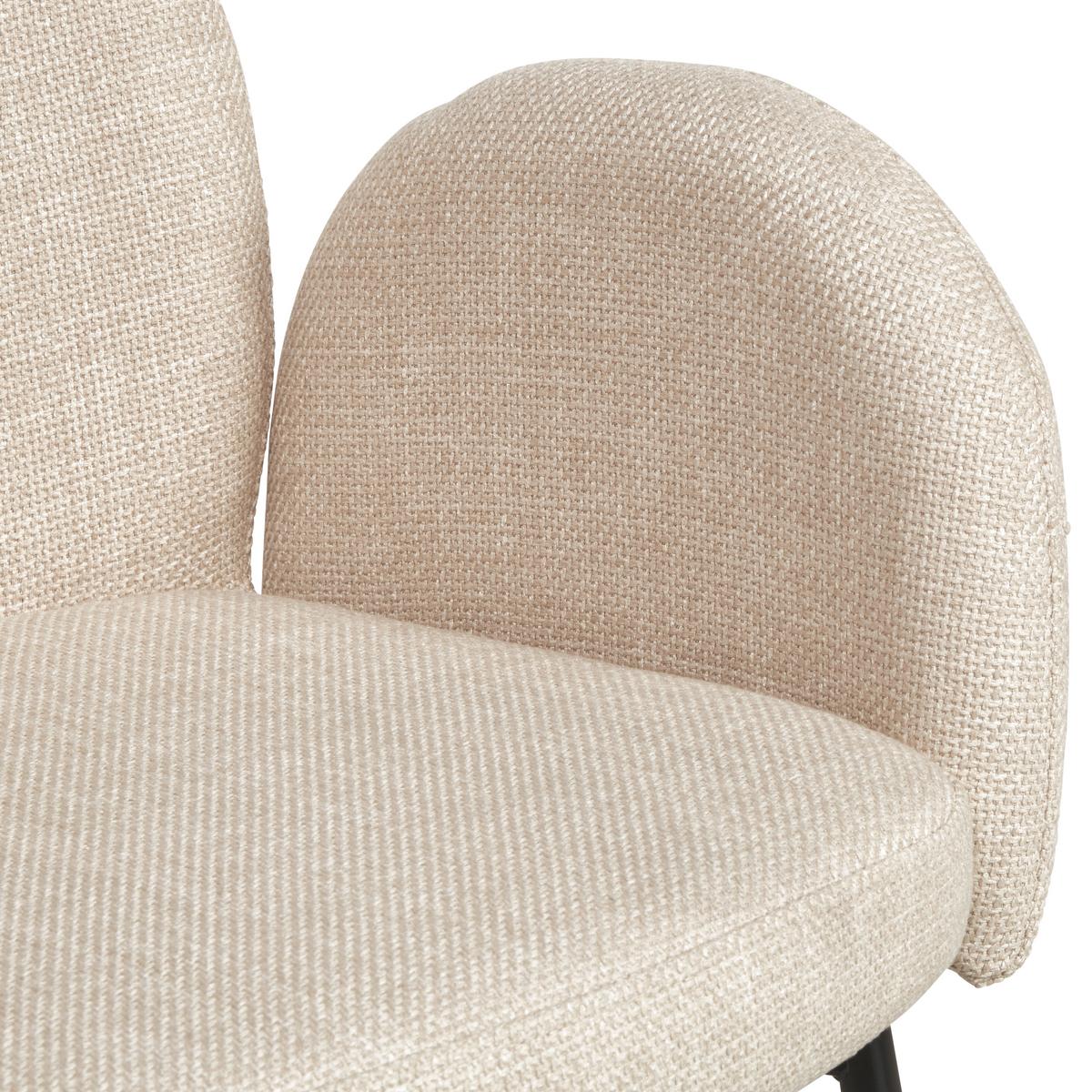 Armlehnstuhl Pauline Leinenoptik Beige, B: 62 cm - Beige/Schwarz, KONVENTIONELL, Holz/Textil (62/85/64cm) - MID.YOU