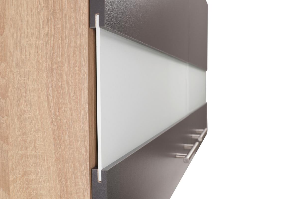 Küchenoberschrank Merle Grau/Eiche Dekor B:110cm - Eichefarben/Grau, Basics, Glas/Holzwerkstoff (110/56,1/34,6cm) - Respekta