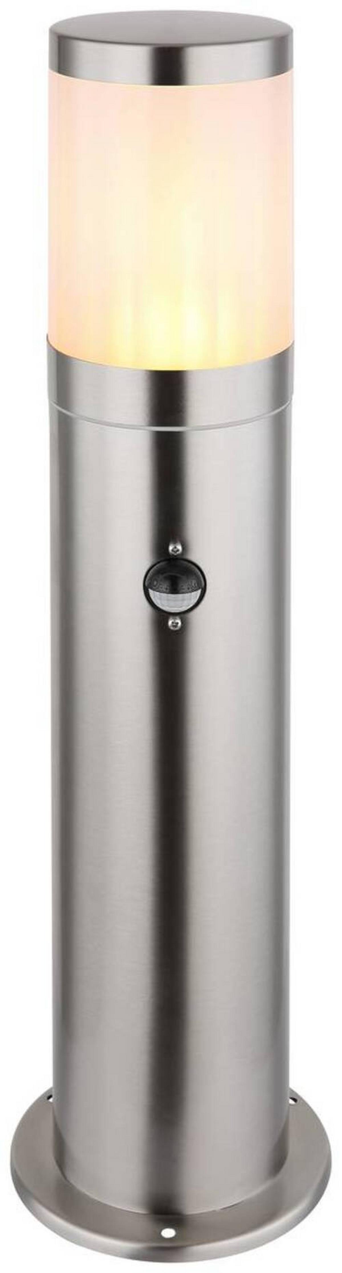 Außenleuchte Xeloo 60 Watt Edelstahl Bodenmontage - Silberfarben/Opal, Basics, Kunststoff/Metall (14/50cm) - Globo