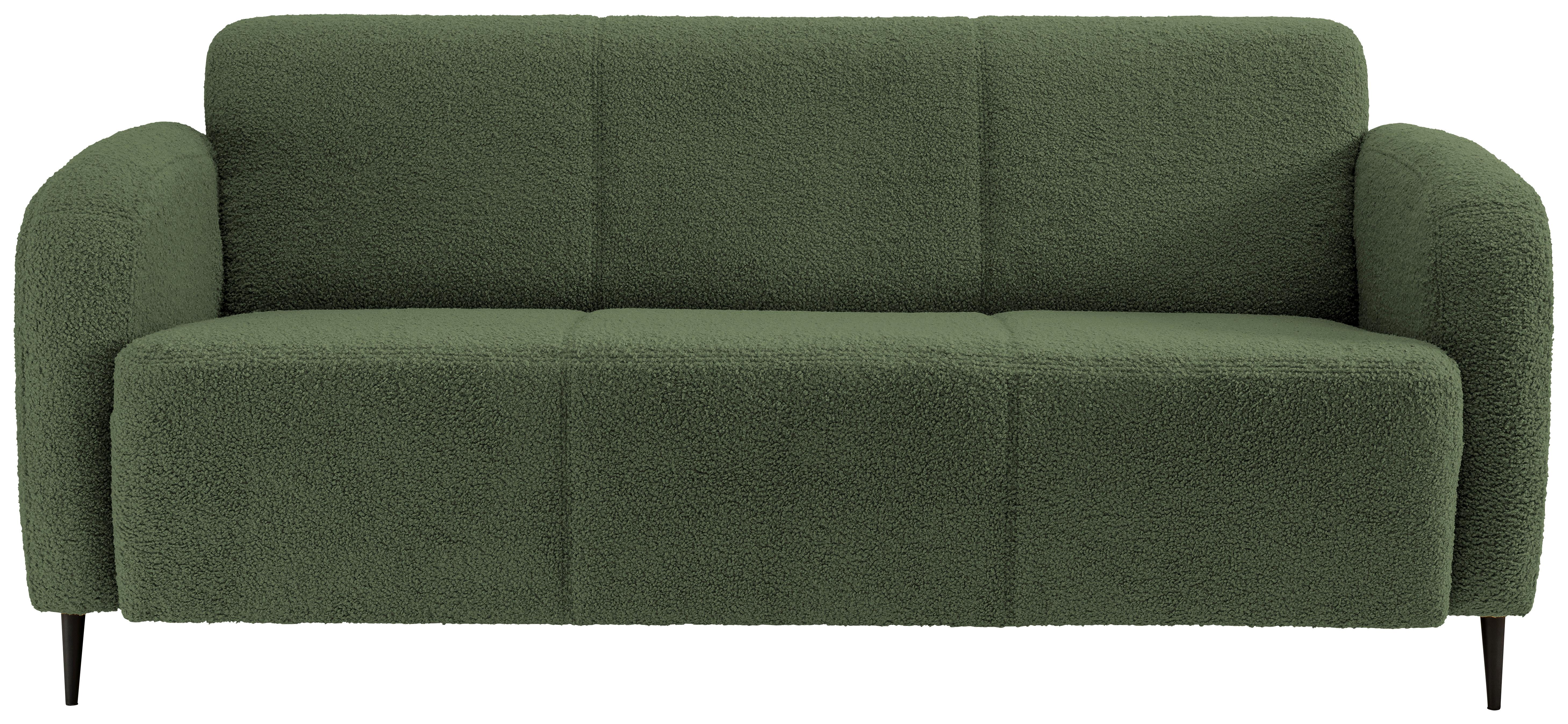 3-Sitzer-Sofa Marone Dunkelgrün Teddystoff