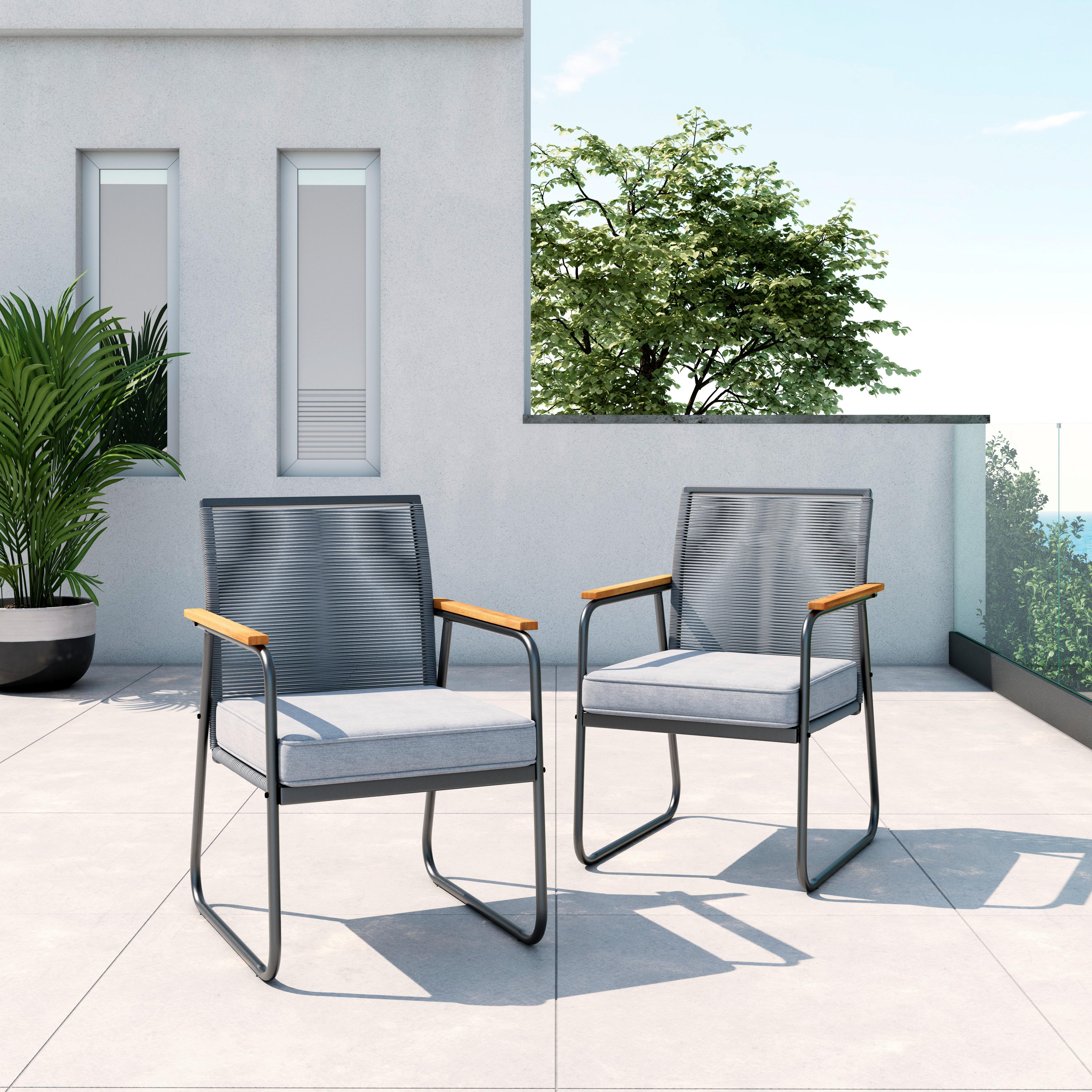 Sada zárhadných kresiel MOMO - čierna/sivá, Modern, kov/textil (57/82/64cm) - Bessagi Garden