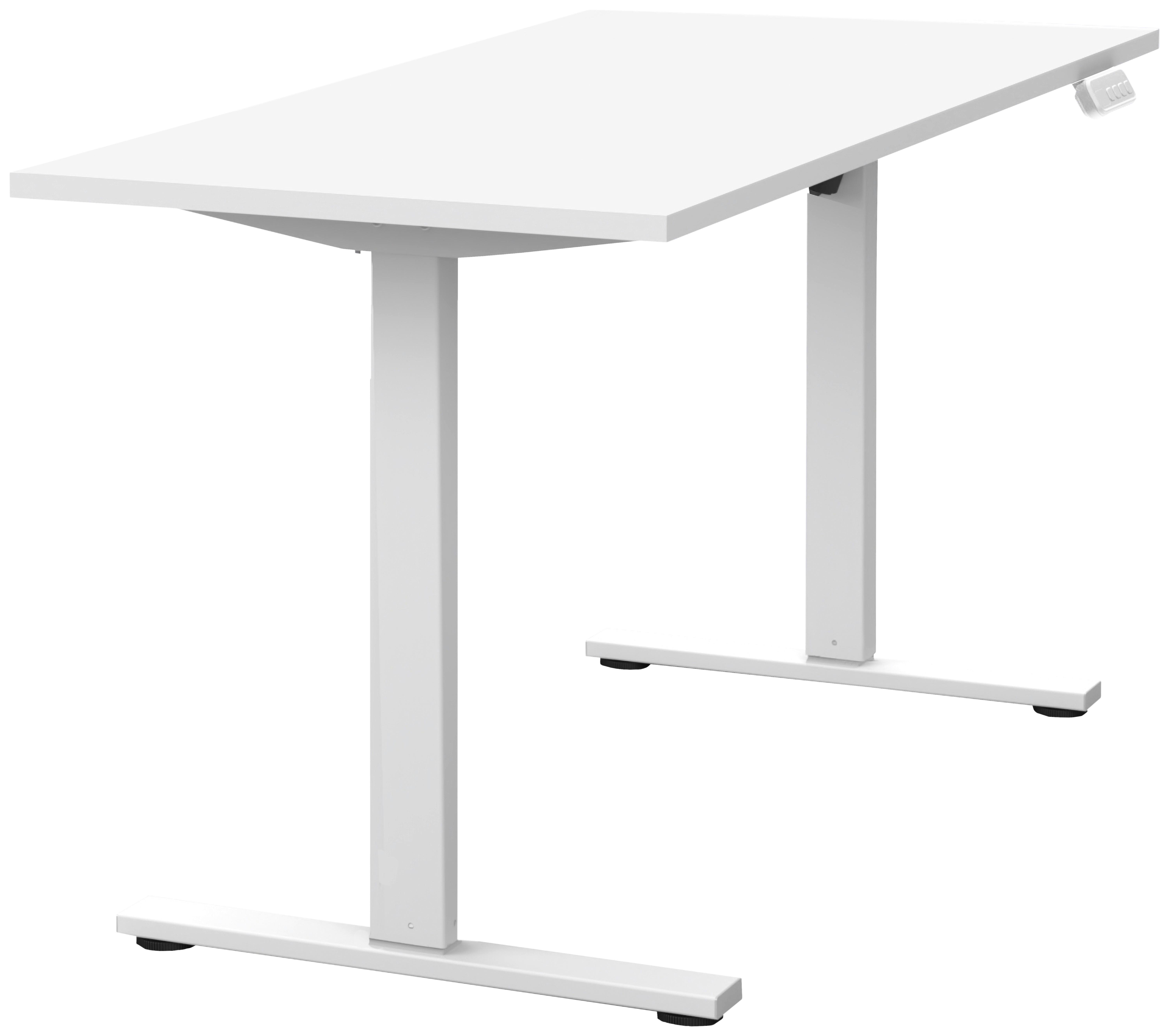 Schreibtisch Torge Weiß B: 138cm - Weiß, Basics, Holzwerkstoff/Kunststoff (138/60/72,7-117,2cm) - MID.YOU