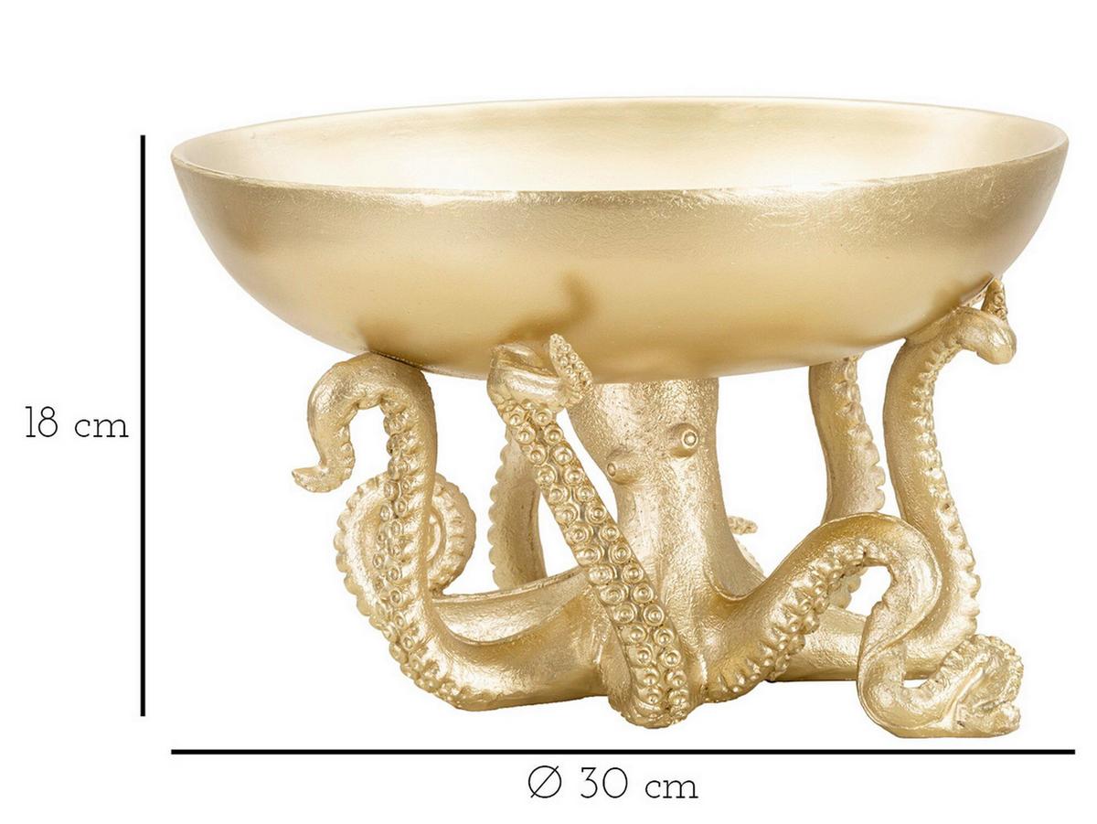 Skulptur Octopus Tray Goldfarben, B: 30 cm - Goldfarben, Basics, Kunststoff (30/18/30cm)