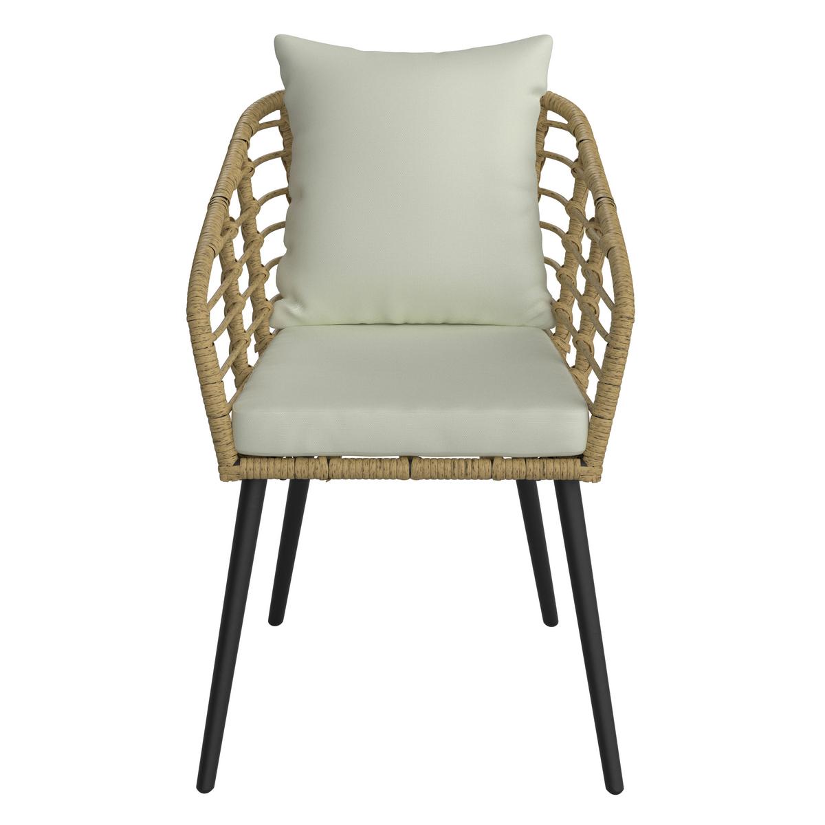 Balkonmöbel Set Sun Metall/ Kunststoff mit Kissen - Beige/Schwarz, MODERN, Glas/Kunststoff (56/72/66cm) - Beldano