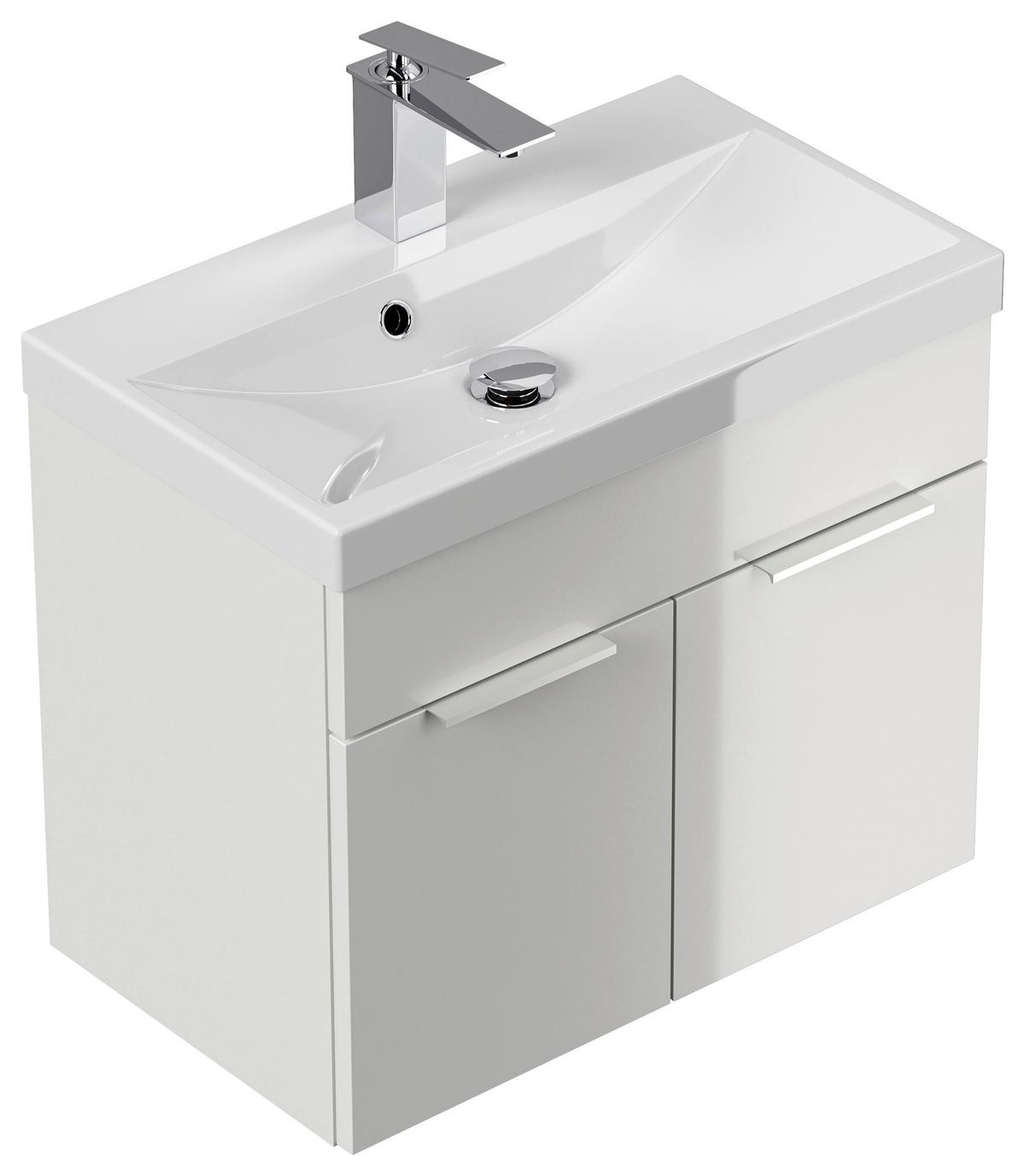 WASCHTISCHKOMBI Slimline Weiß B: 59,5cm - Weiß, Basics, Holzwerkstoff/Stein (59,5cm) - MID.YOU