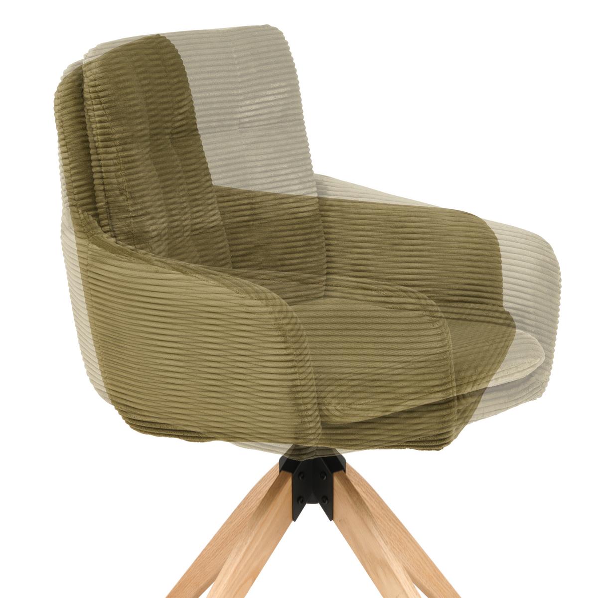 Armlehnstuhl Matti Grün, Sitzfläche 360° drehbar - Naturfarben/Grün, KONVENTIONELL, Holz/Textil (60/93/65,5cm) - Livetastic