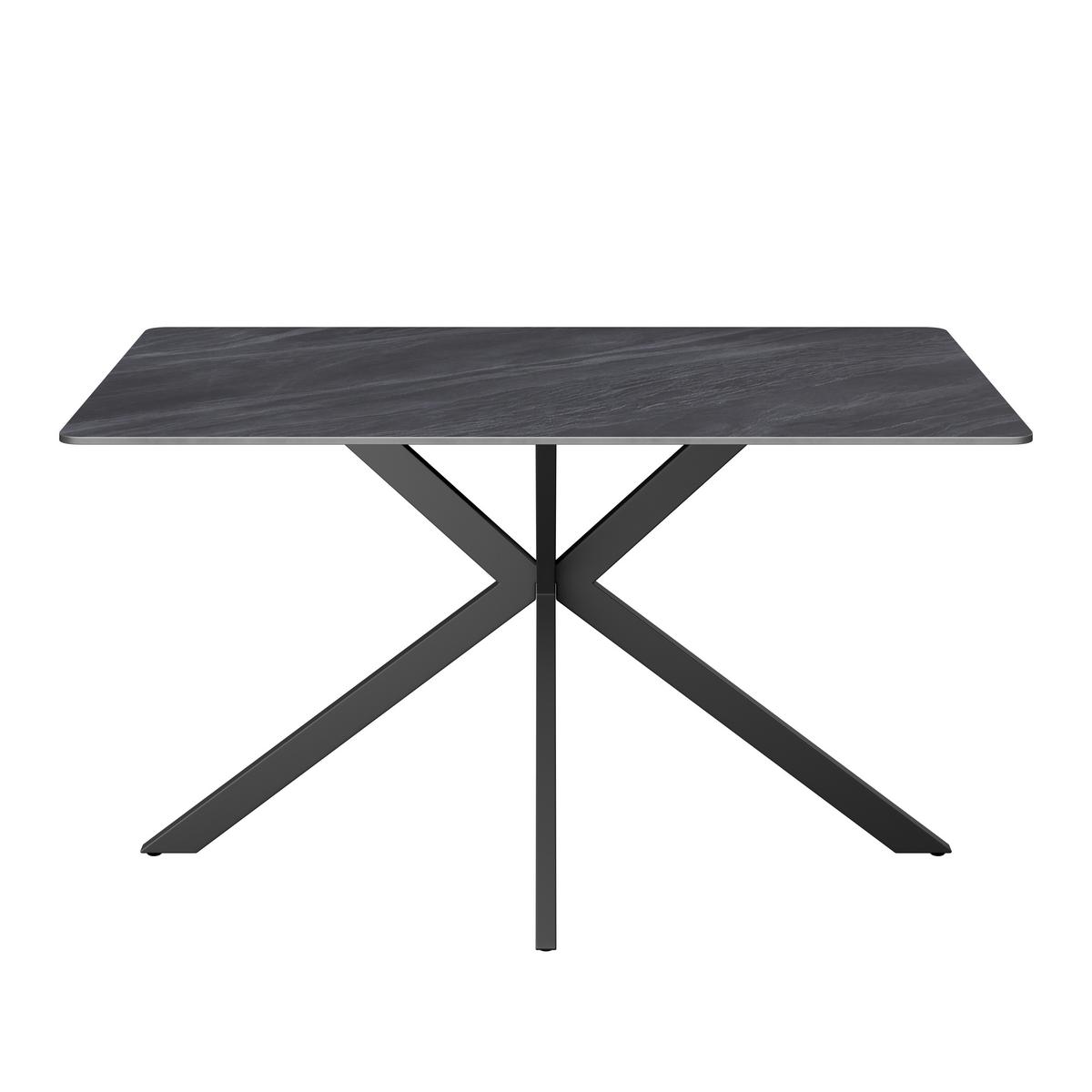 Esstisch Leon Keramik hellgrau, B: 140cm - Schwarz/Grau, Trend, Stein/Metall (140/90/75cm)