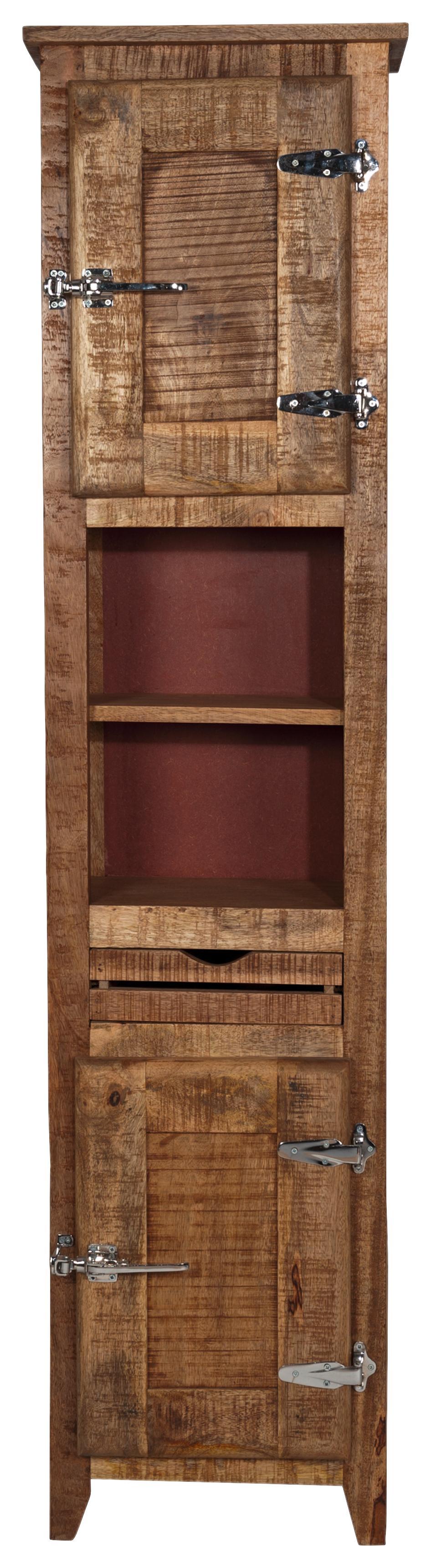 Hochschrank Marbella B: 46 cm Mangoholz - Naturfarben, Basics, Holz/Metall (46/187/30cm)