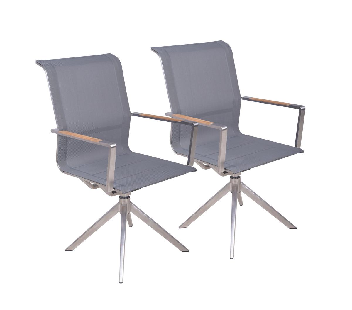 Gartenstuhl-set Salida - Silberfarben/Naturfarben, Basics, Holz/Kunststoff (63/95/54cm) - Gardenson