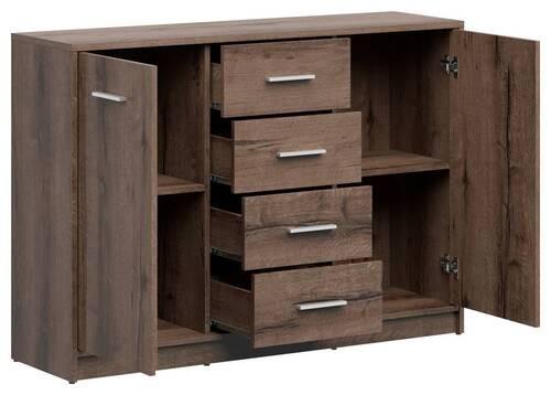Kommode Nepo Plus Chest Of Drawers - Eichefarben/Schwarz, Design, Holzwerkstoff (118,5/84/34cm)