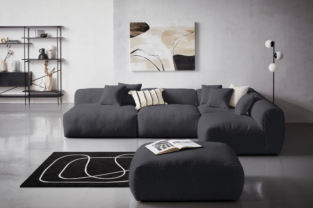 Ecksofa Bloom - Dunkelgrau, Trend, Textil (315/235cm) - Livetastic