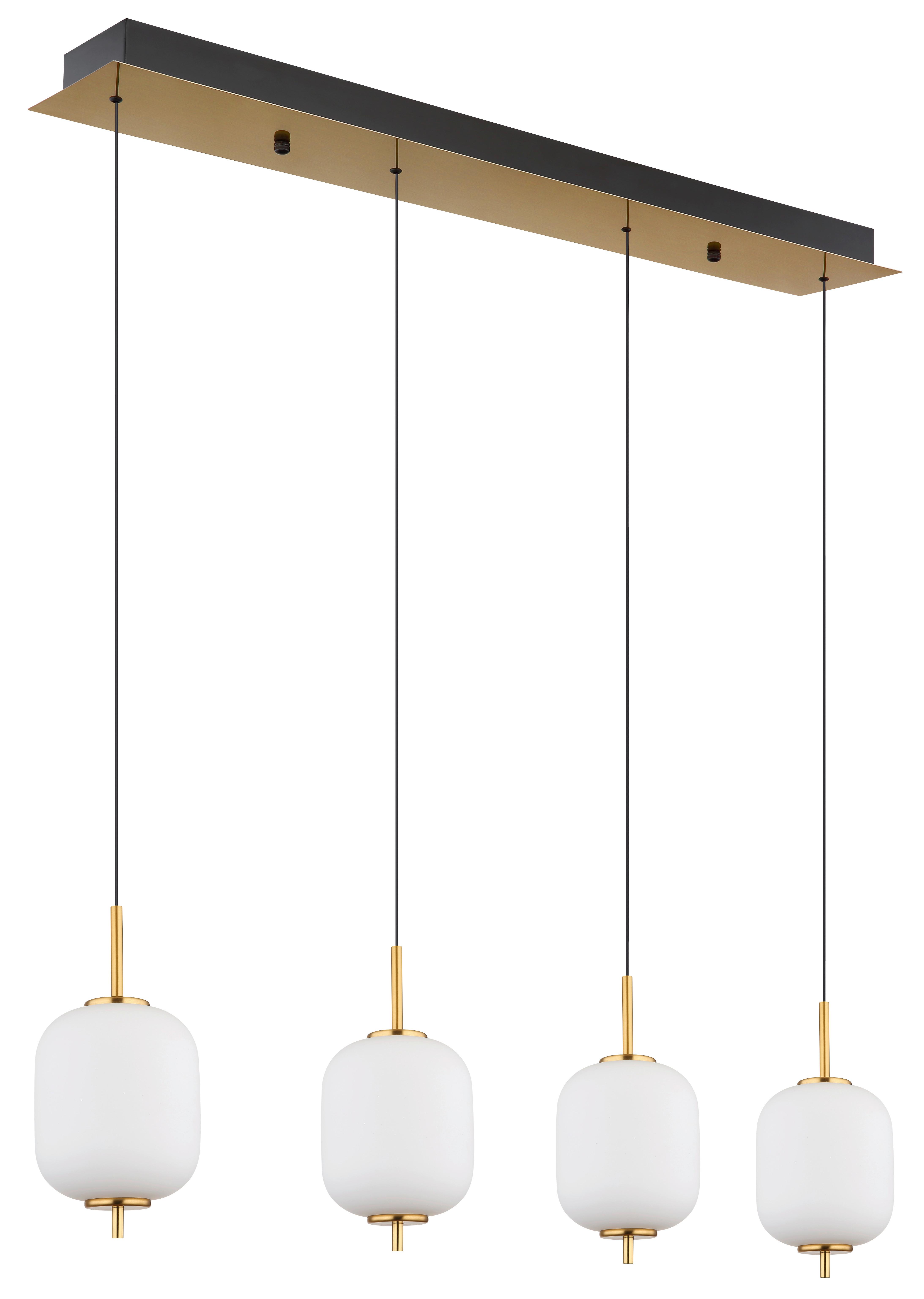Led-hängeleuchte 15217-4 - Messingfarben/Opal, KONVENTIONELL, Glas/Kunststoff (94,5/13,5/220cm) - Globo