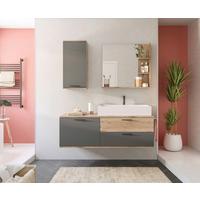 Badezimmer Mason Eiche Dekor Grau - Eichefarben/Weiß Hochglanz, MODERN, Glas/Keramik (140cm) - MID.YOU
