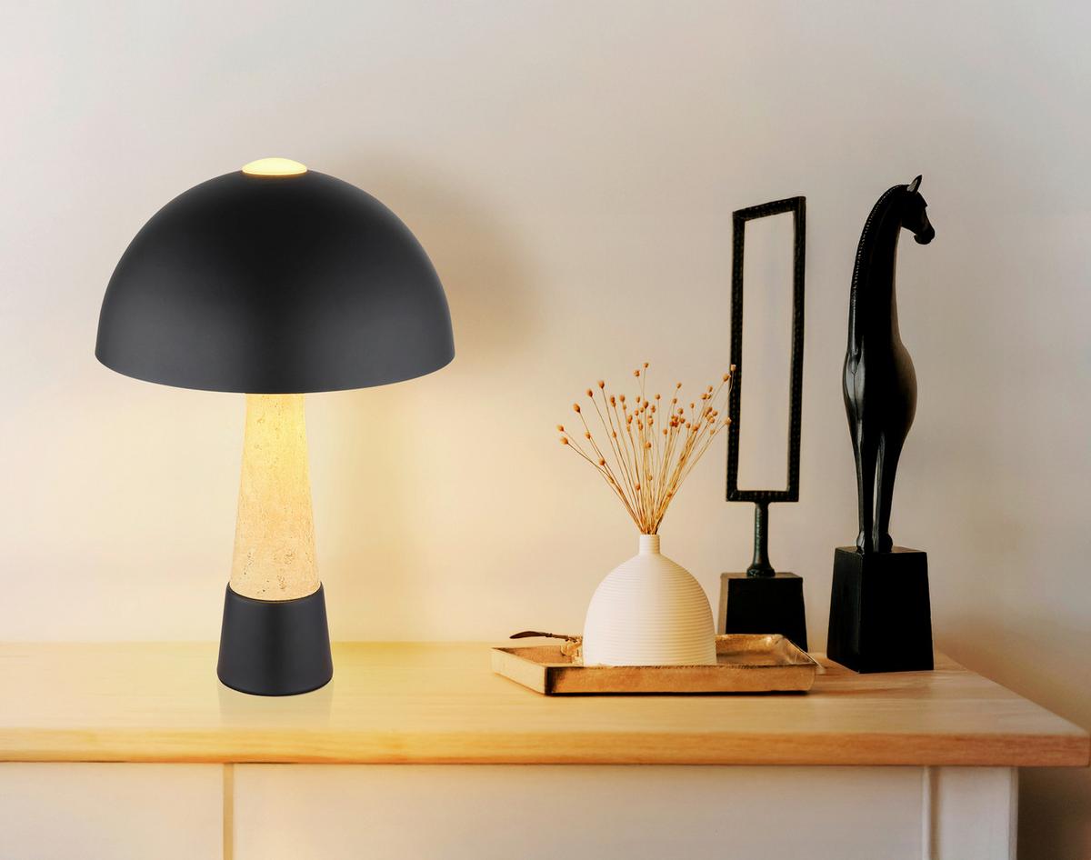 Tischleuchte Exkl. 1xe27, 40w - Beige/Schwarz, Design, Kunststoff/Metall (25/36,5cm) - Globo