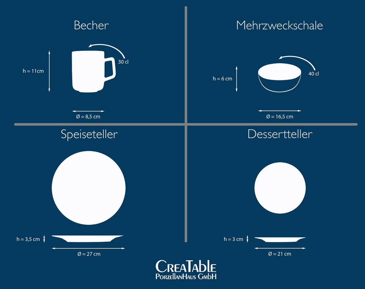 Kombiservice Keramik 4 Personen Geschirr Set - Creme/Braun, LIFESTYLE, Keramik (34/31,5/33cm) - Creatable