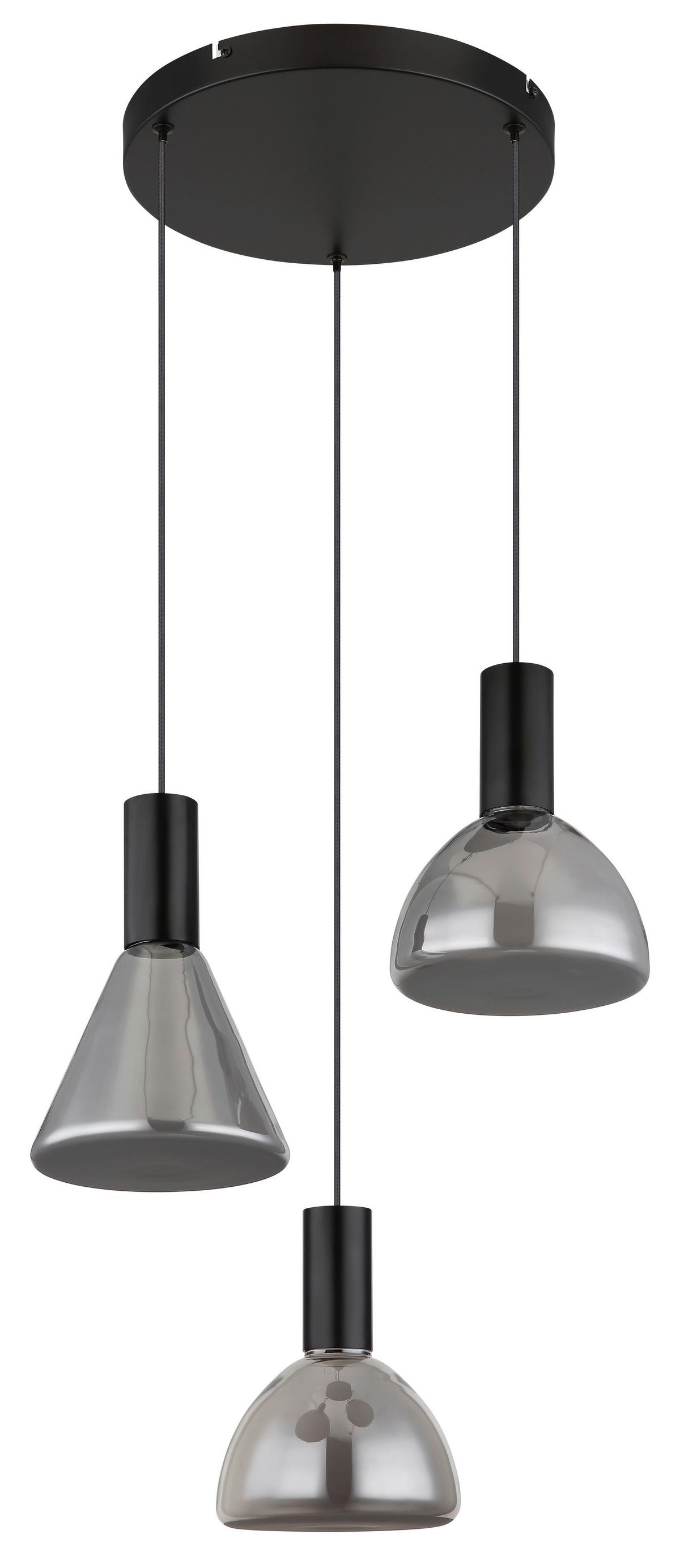 Led-hängeleuchte 15741-3 - Schwarz, Design, Glas/Metall (42/150cm) - Globo