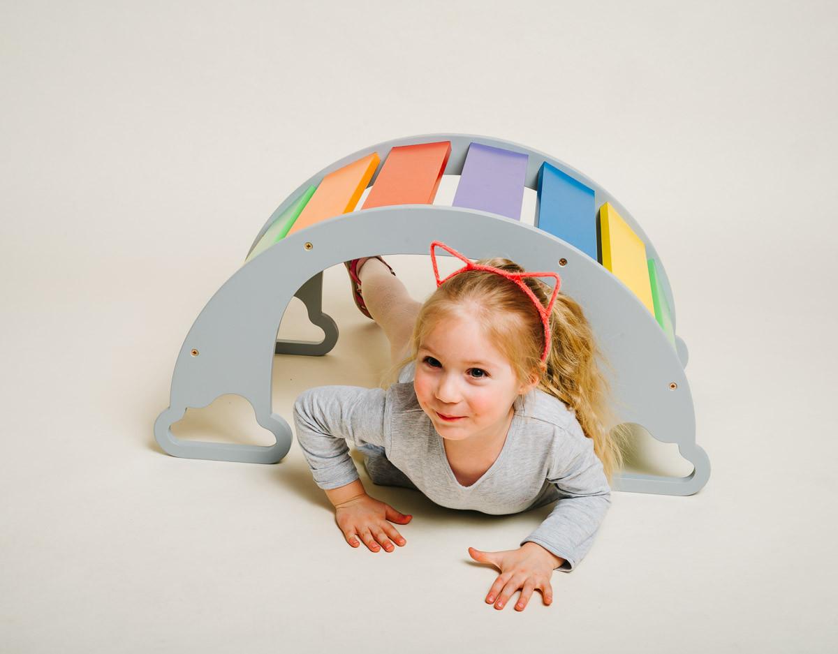 Wippe The Sway Rainbow - Multicolor/Grau, Basics, Holz (40/75/37cm)