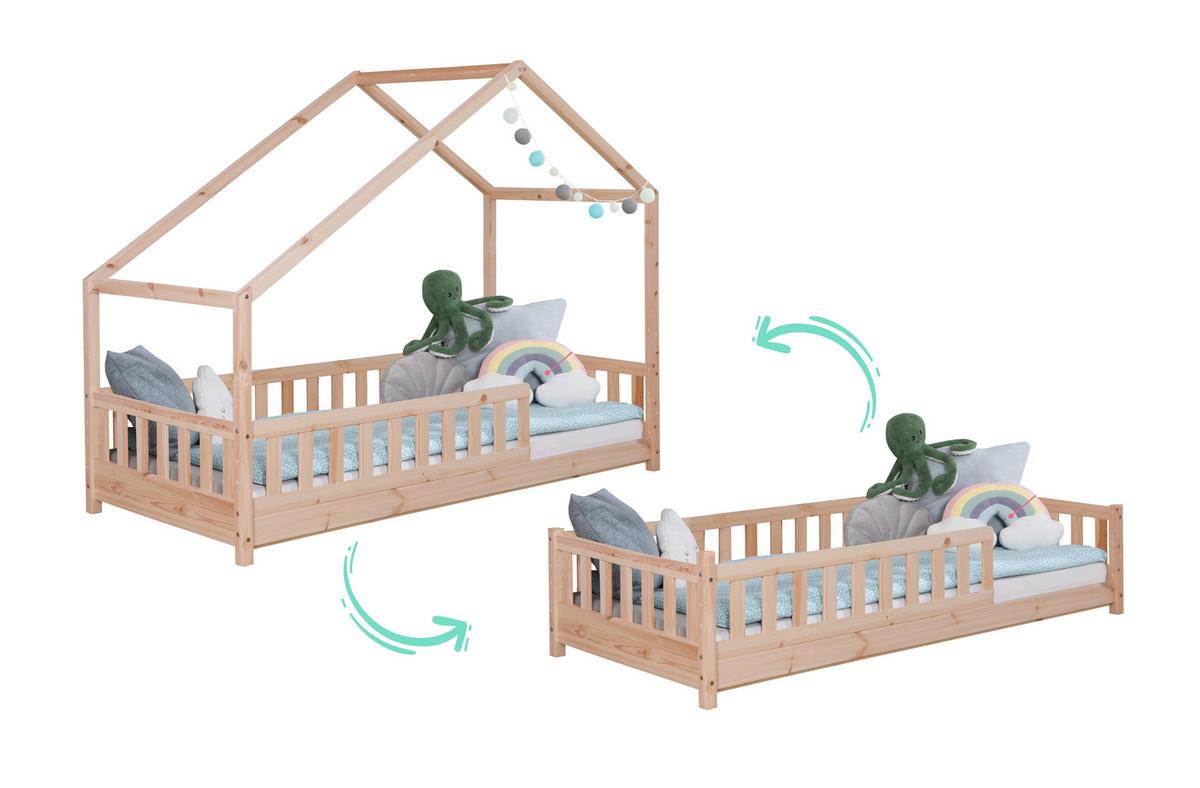 Hausbett Lou Naturfarben B: 90 Cm - Naturfarben/Weiß, MODERN, Holz/Textil (90/200cm) - MID.YOU