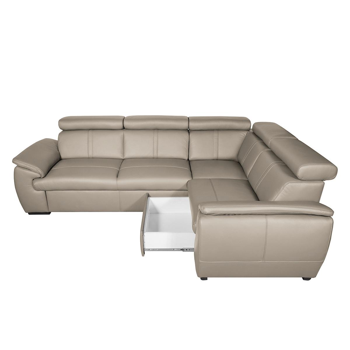 Ecksofa City Hellgrau S: 265x265 Cm - Hellgrau/Schwarz, Design, Leder (265/265cm) - Livetastic