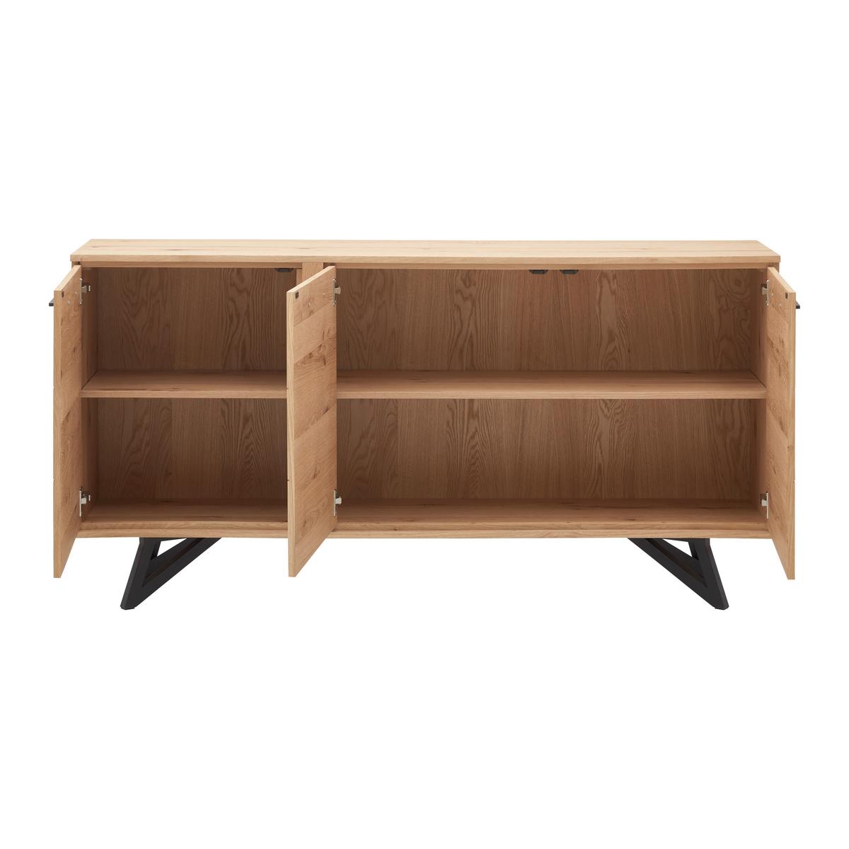 Široká komoda EMILIO dub - čierna/farba duba, Modern, kov/drevo (170/85/40cm) - Bessagi Home