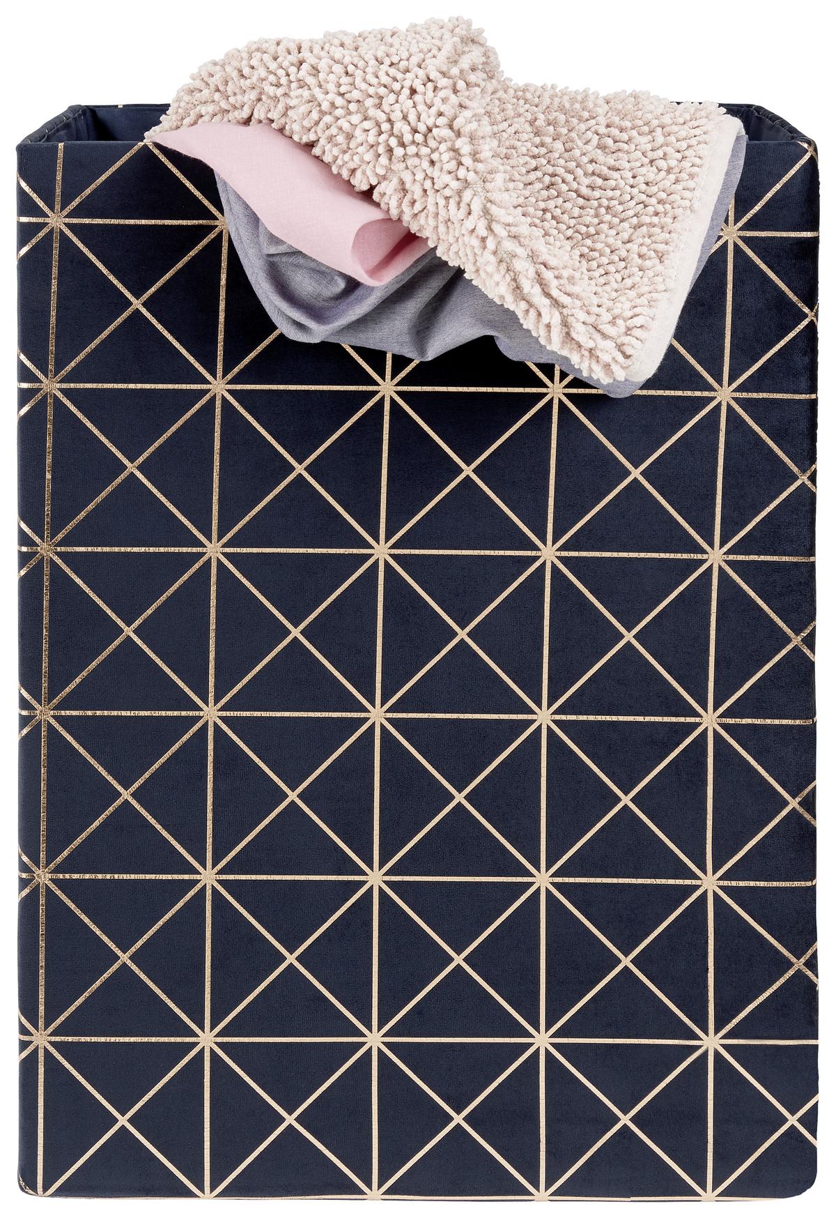 WÄSCHETONNE Pandora 50 Liter - Goldfarben/Dunkelblau, MODERN, Karton/Textil (39/54/29cm) - Luca Bessoni