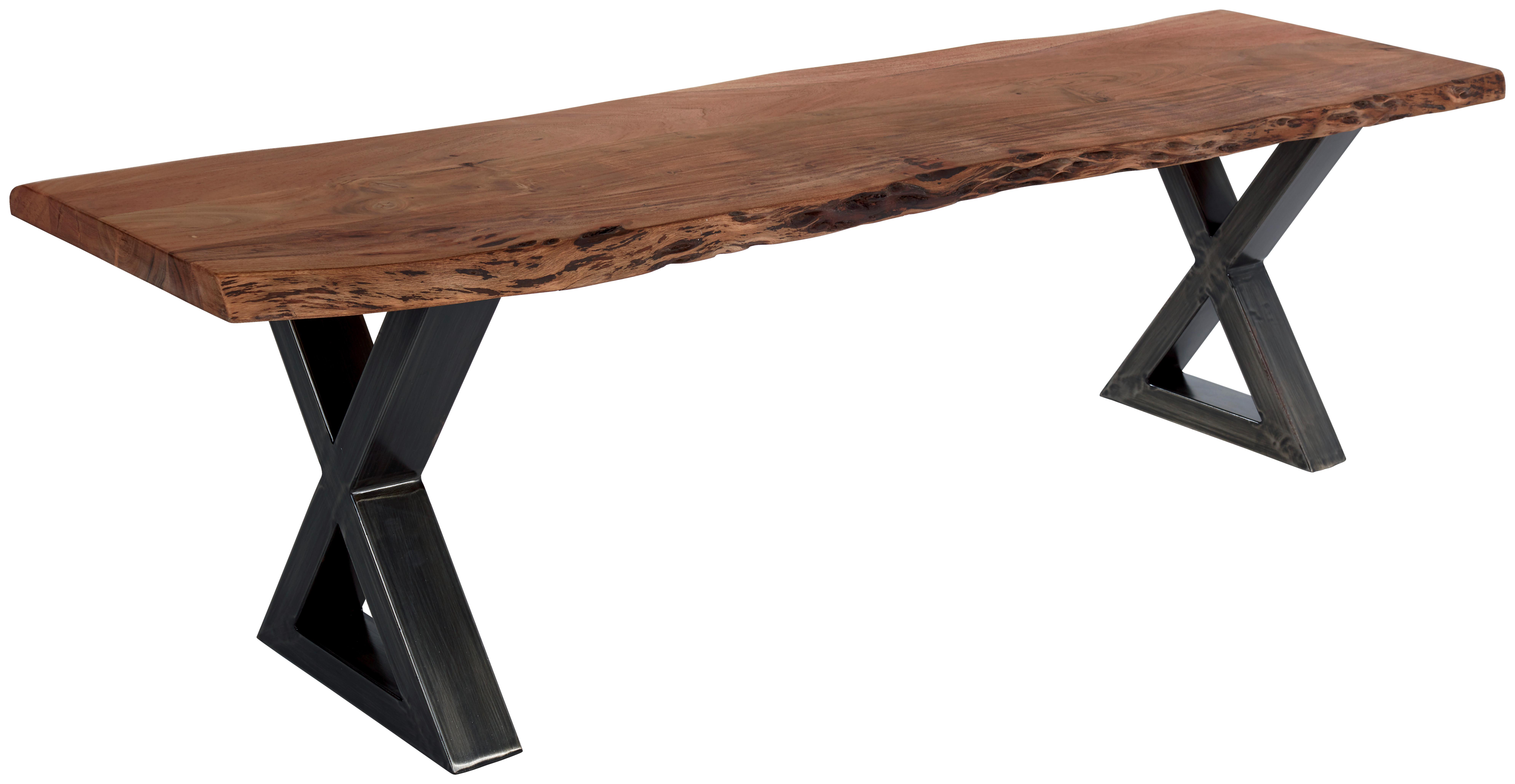 Sitzbank Holz Massiv Akazie / Schwarz Calabria B: 180 cm - Akaziefarben, MODERN, Holz (180/47/40cm)