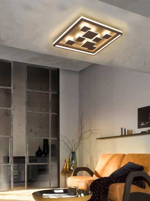 LED-Deckenleuchte Rico L: 53 cm 3-Fach Schaltbar - Rostfarben/Braun, Design, Metall (53/53/8,5cm) - Fischer & Honsel