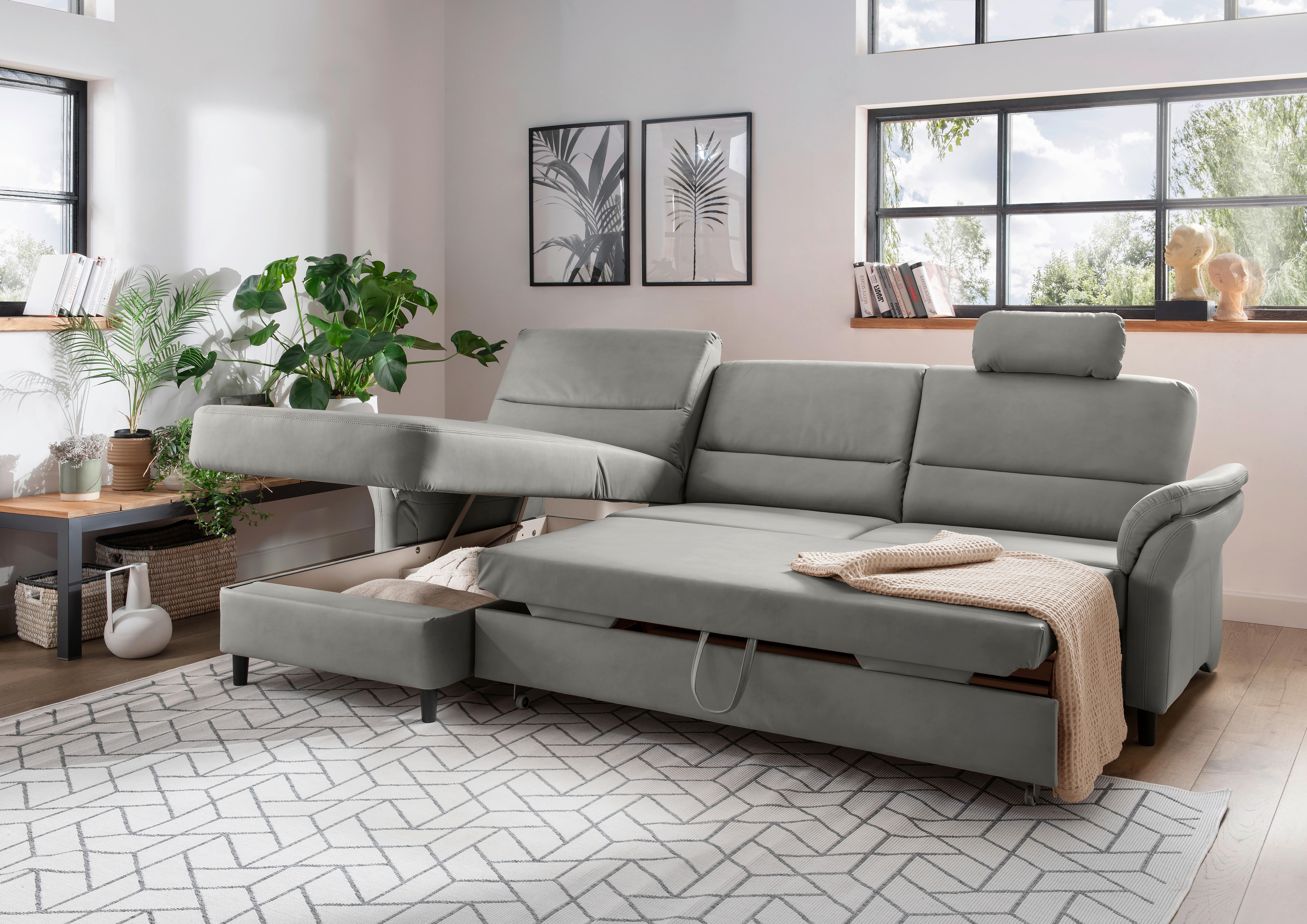 Ecksofa Cavoli, Grau S: 176x279 cm - Schwarz/Grau, MODERN, Textil (176/279cm) - Livetastic