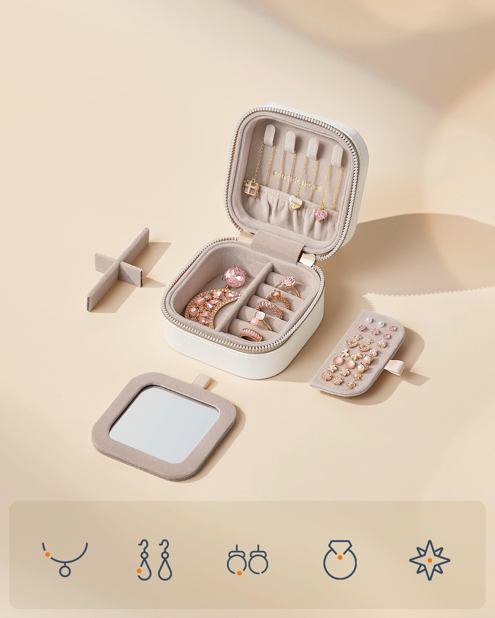 Schmuchkkäsrchen Weiß/Goldfarben B: 10,5 cm - Goldfarben/Weiß, LIFESTYLE, Glas/Leder (10,5/6/10,5cm)