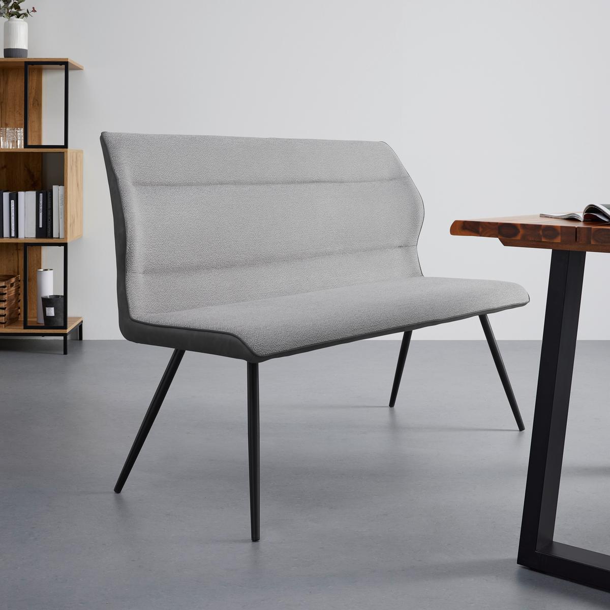 Sedací lavice Eva šedá - šedá/černá, Moderní, kov/dřevo (139/92,5/60,5cm) - Bessagi Home