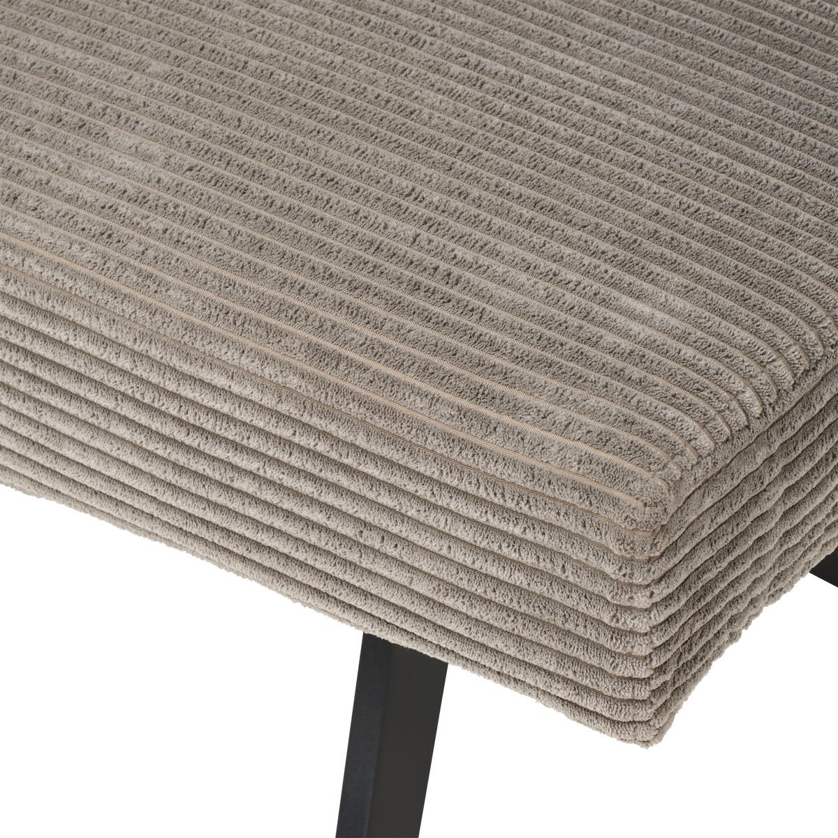 Sitzbank Chios mit Lehne Cord Dunkelgrau, B: 140 cm - Dunkelgrau/Schwarz, KONVENTIONELL, Textil/Metall (140/90/62cm) - MID.YOU