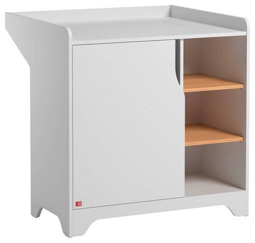 Wickelkommode Leaf B: 88,5 cm Weiß 1 Tür - Weiß, MODERN, Holzwerkstoff (88,5/89,5/75-44cm) - MID.YOU