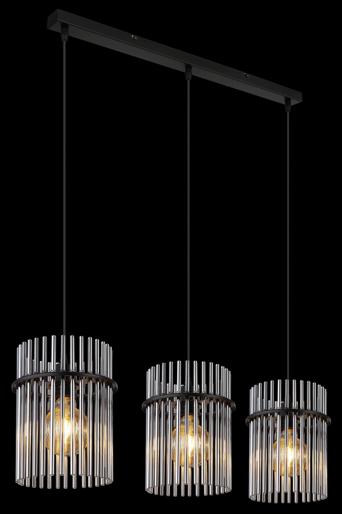 Függőlámpa 15698-3h Gorley - fekete/szürke, Design, műanyag/üveg (80/20/140cm) - Globo