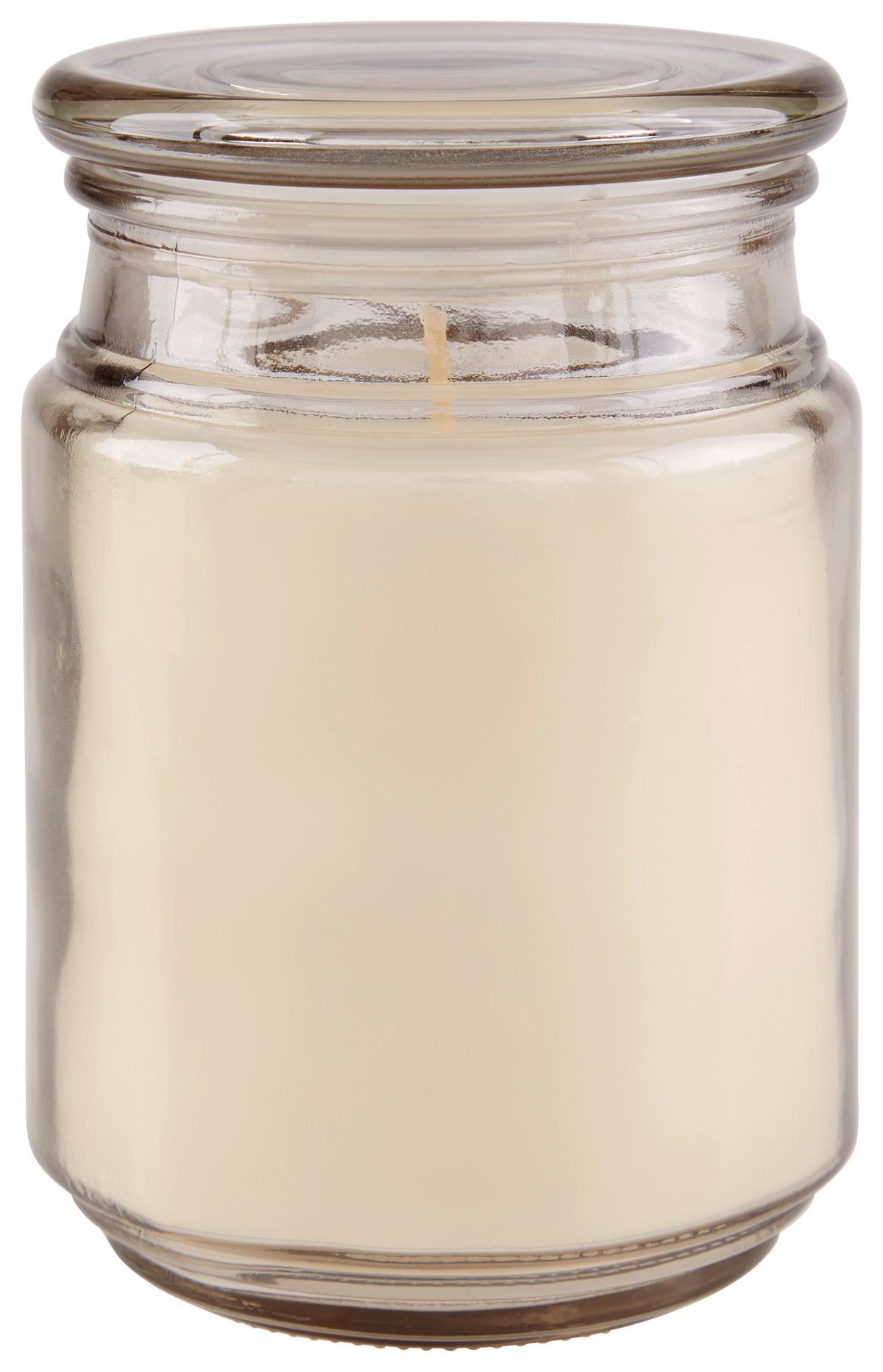 Kerze im Glas mit Deckel Caralina, Ø/H: 9/14,5 cm - Beige/Rot, Basics, Glas (9/14,5cm) - Luca Bessoni