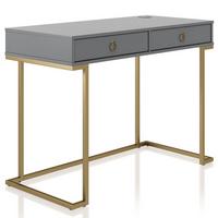 Schreibtisch Camila Graphitfarben 106 cm - Goldfarben/Graphitfarben, Design, Holzwerkstoff/Metall (106/79/50cm) - MID.YOU