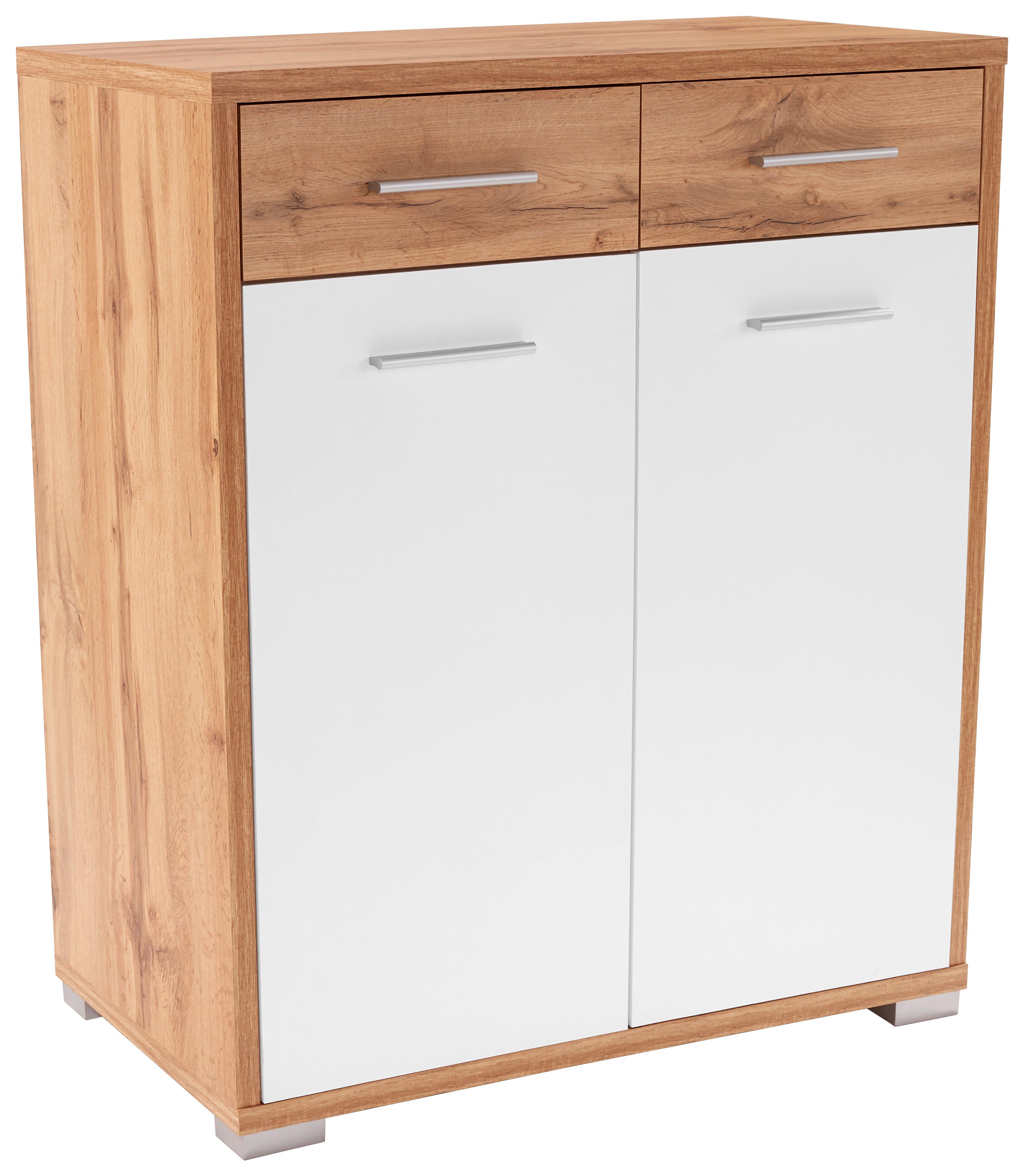 Kommode B: 98 m Q-BIG New, Wotan Eiche Dekor/Weiß - Eichefarben/Dunkelbraun, MODERN, Holz (98/105/44cm)