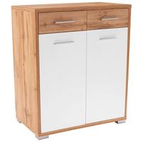 Kommode B: 98 m Q-BIG New, Wotan Eiche Dekor/Weiß - Eichefarben/Dunkelbraun, MODERN, Holz (98/105/44cm)
