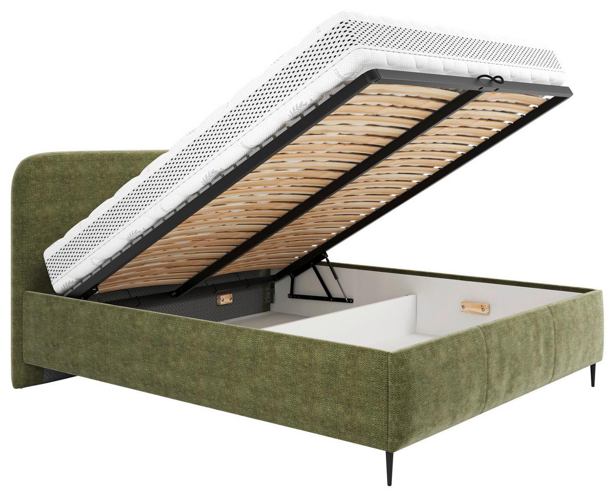 Polsterbett Bendi Ii - Schwarz/Grün, MODERN, Holz/Holzwerkstoff (180/200cm) - MID.YOU
